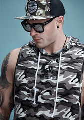 Cotton Camo Hooded Tank Top