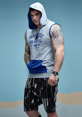 Sleeveless Contrast Pocket Hoodie