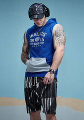Sleeveless Contrast Pocket Hoodie