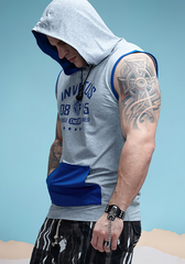 Sleeveless Contrast Pocket Hoodie