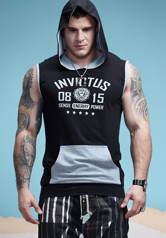 Sleeveless Contrast Pocket Hoodie